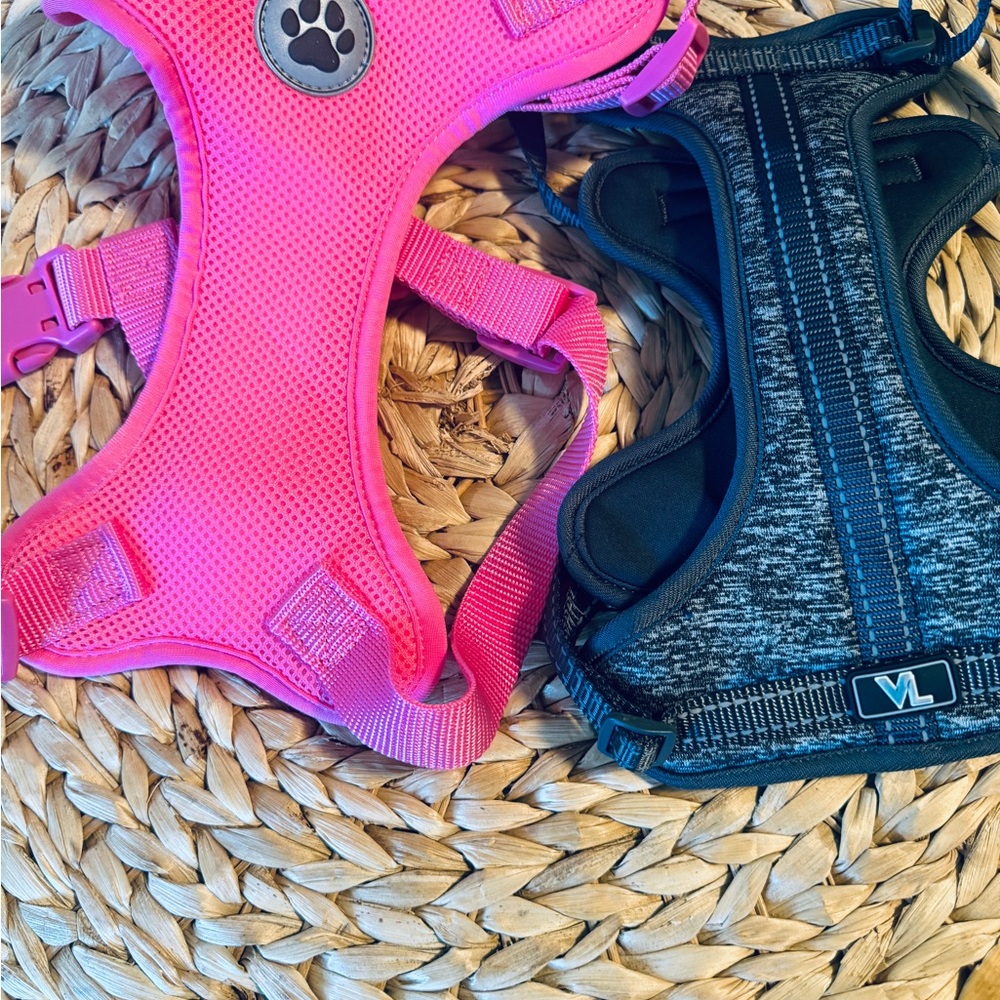 Vibrant Life Small Black & Gray Dog Harness with Reflective Trim